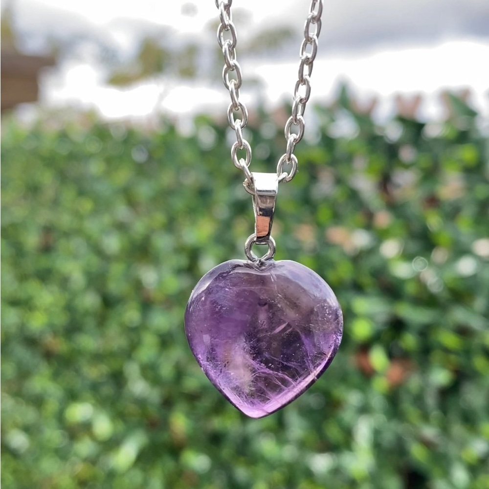 Purple Amethyst Heart Pendant Necklace